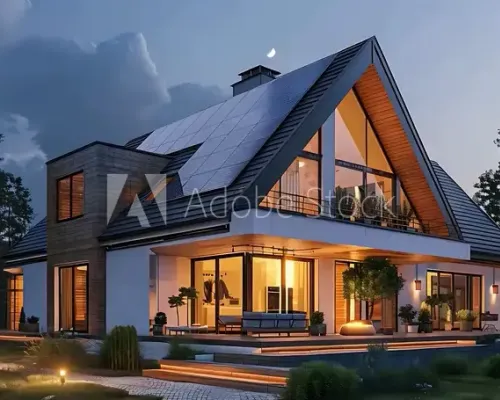Photovoltaikanlage auf einem Einfamilienhaus mit Ziegeldach in Rheinhessen